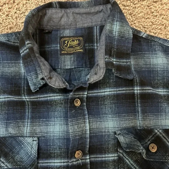 Jacks Shirt Men 2XL Blue Plaid Heritage Flannel Thick Heavy Cotton Lumberjack - Picture 4 of 6